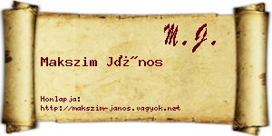 Makszim János névjegykártya
