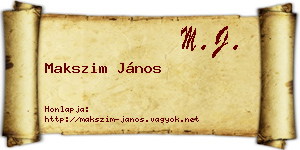 Makszim János névjegykártya